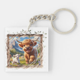 Chaveiro de acrílico de Vaca Highland - Charme de 