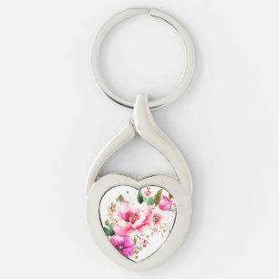 Chaveiro de acrílico floral de aquarela