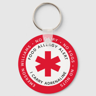 Chaveiro de Alerta de Alergia da Comida Vermelha