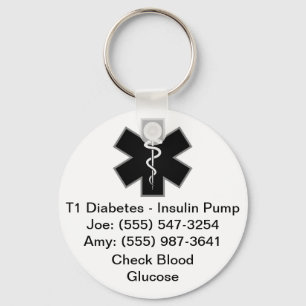 Chaveiro de Alerta Médico Personalizado Preto