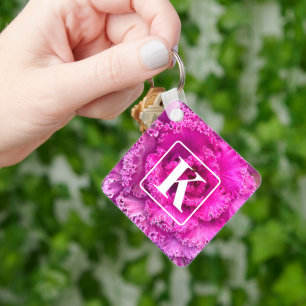 Chaveiro de alface rosa com monograma