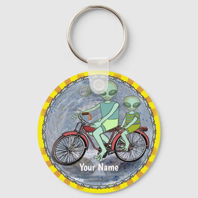 Chaveiro de Alien pilotando Bicicleta (Frente)