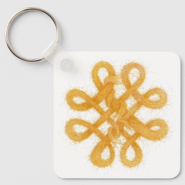 Chaveiro de Alumínio Quadrado Celta Dourado (Frente)