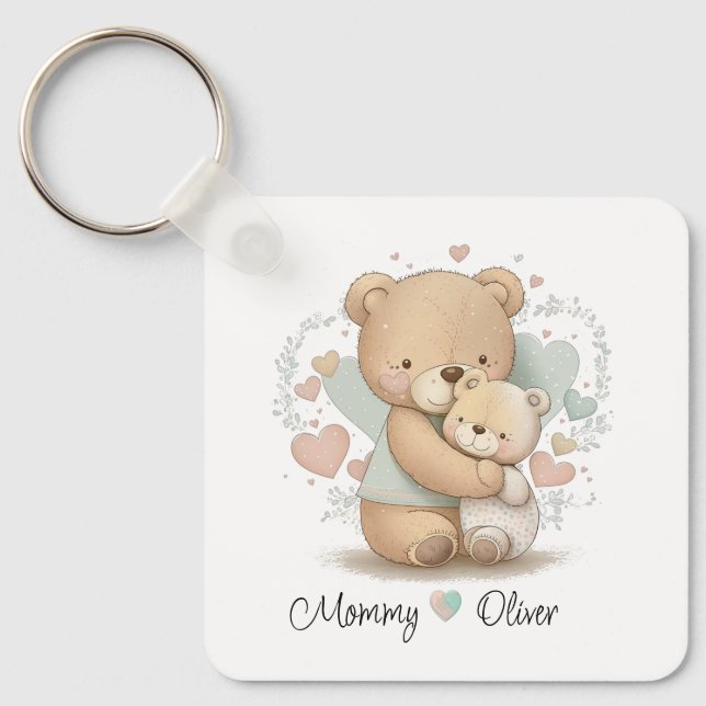 Chaveiro de Amor de Urso de Teddy Personalizado (Frente)