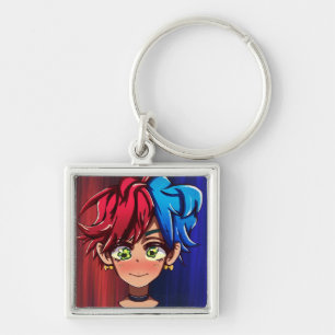 Chaveiro de anime bonito com criança colorida de c