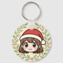 Chaveiro de Anime Menina Natal Kawaii Fofa