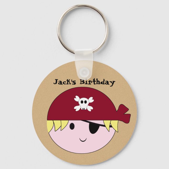 CHAVEIRO de aniversário de piratas personalizadas  (Frente)