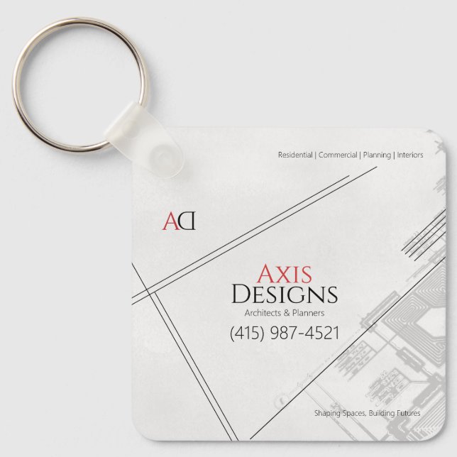 Chaveiro de arquiteto | Design de Blueprint (Frente)