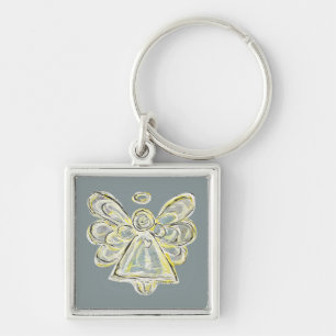 Chaveiro de Arte Anjo de Guardiã de Luz Branca e P