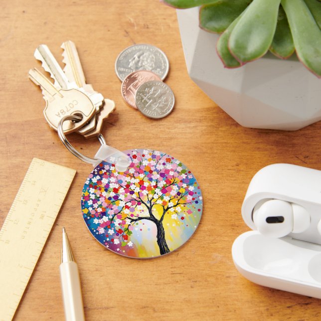 Chaveiro de Árvore de Flor Colorida (Mesa)