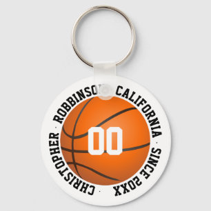 Chaveiro de basquete com o nome do número do jogad