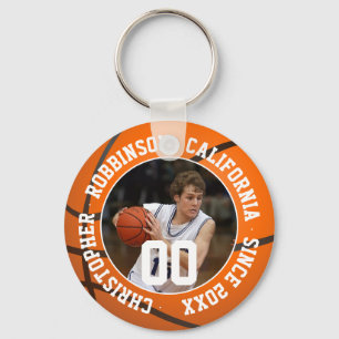 Chaveiro de basquetebol com foto e informações sob