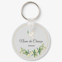 Chaveiro de Batizado Personalizado com Pomba