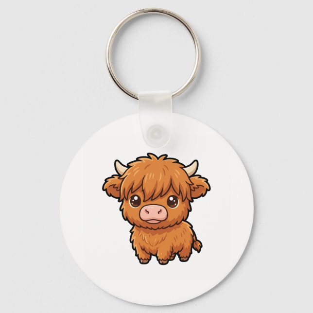Chaveiro de Bebê Vaca Highland Fofo (Frente)