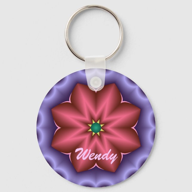 Chaveiro de beleza com flor e nome fantasia (Frente)