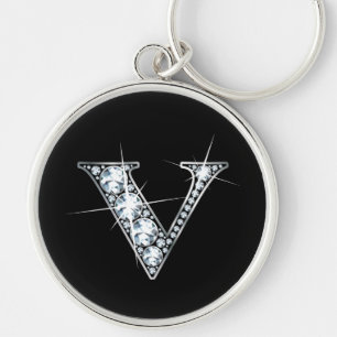 Chaveiro de Bling do diamante de "V"