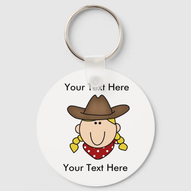 Chaveiro de Blona de Cowgirl Personalizada (Frente)