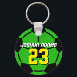 Chaveiro de Bola de Futebol da Equipe de Esporte V<br><div class="desc">Um chaveiro de tema desportivo legal e colorido como presente para famílias e amigos. Chaveiro de futebol com nome personalizado e número do jogador. Um souvenir excelente para treinador de futebol,  capitão e jogadores. Você pode personalizar a cor da bola para a cor desejada.</div>