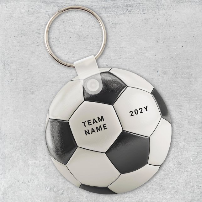 Chaveiro de Bola de Futebol | Nome da Equipe Perso (Soccer ball design, perfect for football fans, team celebrations, birthdays & sports-themed parties!)