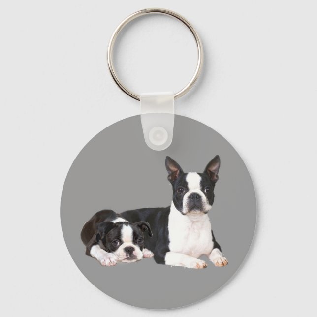 Chaveiro de Boston Terrier Buddies (Frente)
