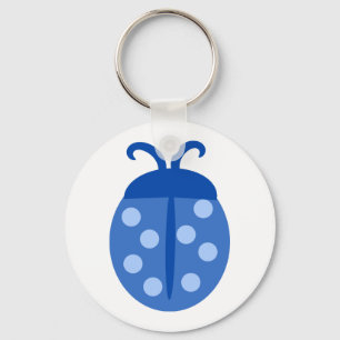 Chaveiro de Botão Azul Ladybug Branco