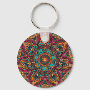 Chaveiro de Botão Básico Trippy Mandala 2,25"