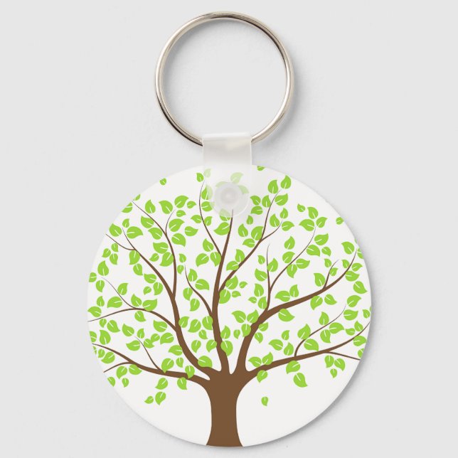 Chaveiro de Botão de Árvore Verde de Verão (Frente)