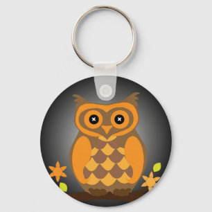 Chaveiro de Botão de Coruja Laranja de Outono
