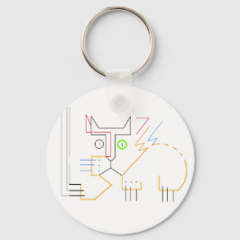 Chaveiro de Botão de Gato de Abstrato