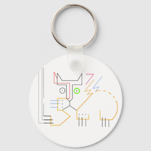 Chaveiro de Botão de Gato de Abstrato