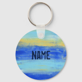 Chaveiro de Botão Personalizado "Na Praia" Azul
