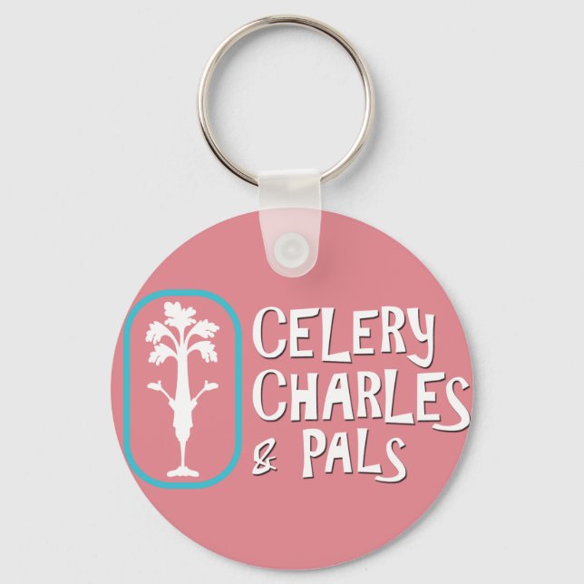 chaveiro de Botão Rosa 'Charles & Pals' (Frente)