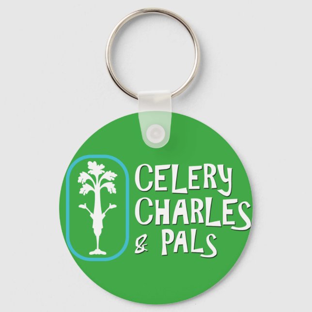 chaveiro de Botão Verde 'Charles & Pals' (Frente)