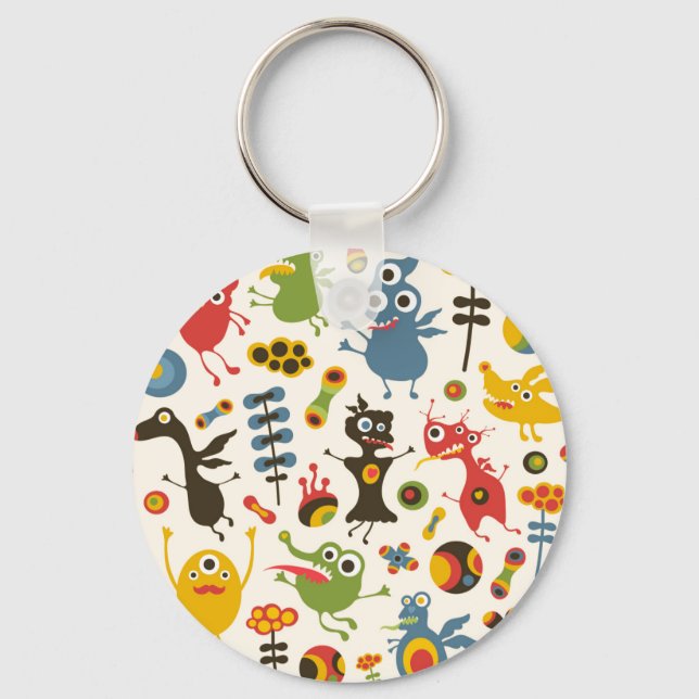 Chaveiro de Botões de Monstros Felizes (Frente)