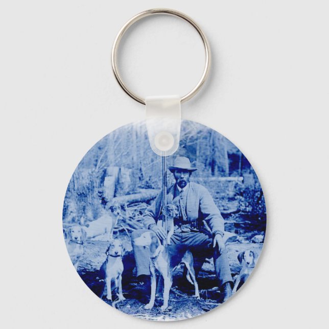Chaveiro de Caçador Vintage com Cães (Frente)