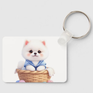 Chaveiro de Cachorrinho Fofo em Cesto