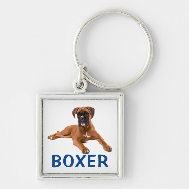 Chaveiro de Cachorro Boxer Azul Amor (Frente)