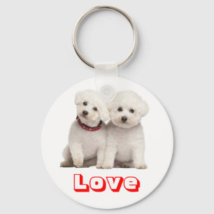 Chaveiro de Cachorro Filhote Bichon Frise Branco A