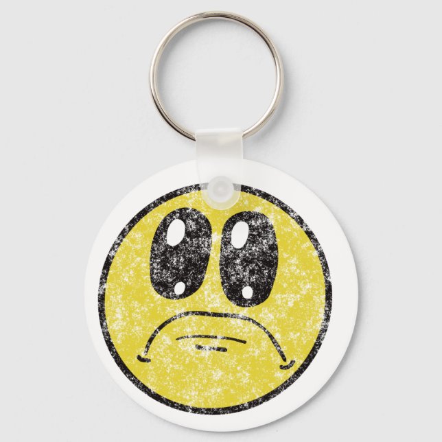 Chaveiro de Cartografia de Vintage Sad Face (Frente)
