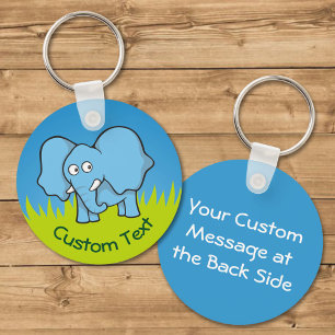 Chaveiro de Cartoon de Elefante Azul