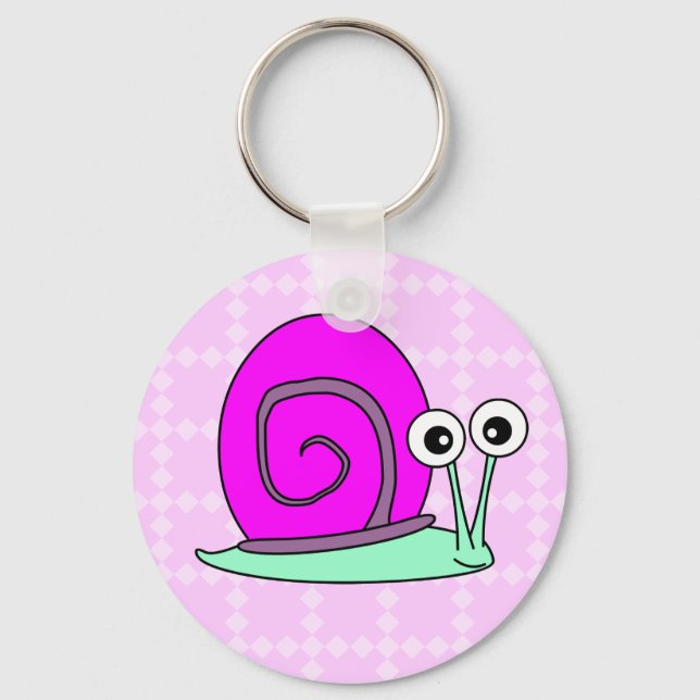 Chaveiro de Cartoon Feliz - Rosa (Frente)