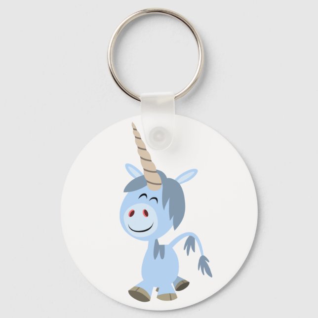 Chaveiro de Cartoon Unicorn Engraçado (Frente)