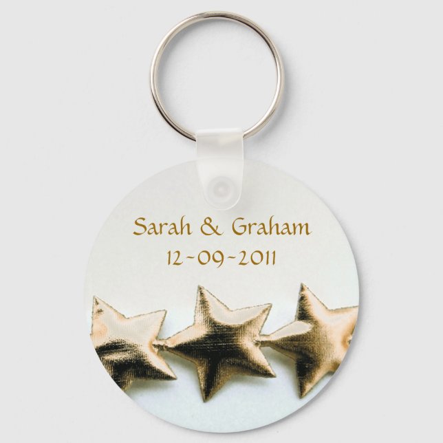 Chaveiro de Casamento de Estrelas Douradas (Frente)