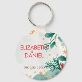 Chaveiro de Casamento de Natal de Watercolor Holly