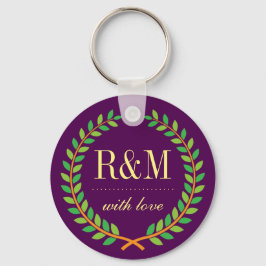 Chaveiro de Casamento de Purple Laurel Wreath Mono
