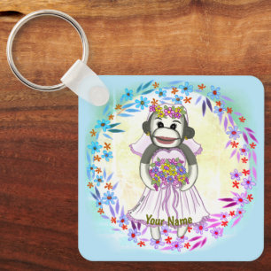 Chaveiro de casamento do Sock Monkey Bride