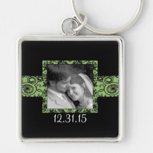 Chaveiro de Casamento Floral Negra e Verde