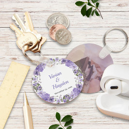 Chaveiro de Casamento Floral Roxo Elegante