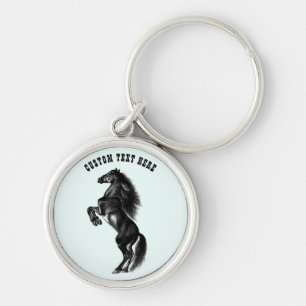 Chaveiro de Cavalo Preto em Direita com Texto Pers