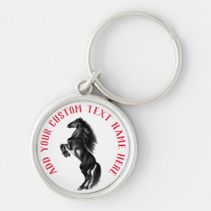 Chaveiro de Cavalo Preto Personalizado com Texto P